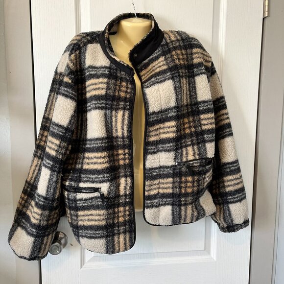 Sanctuary XXL 2XL Plaid Faux Fur Jacket Nordstrom - Picture 3 of 5